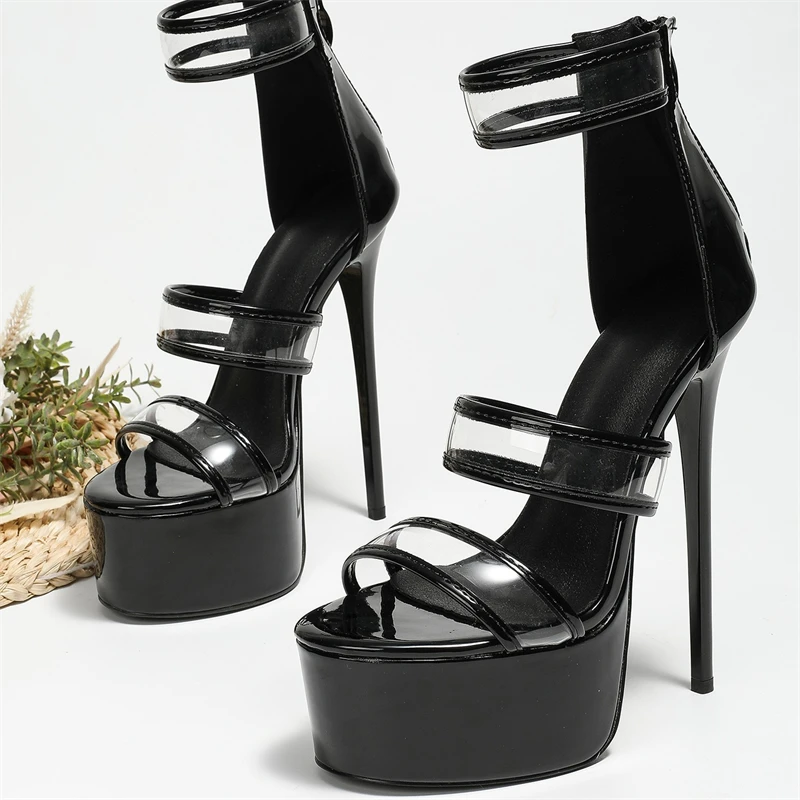 Women's Black Patent Clear Str - огляд і ціна Sandal Strappy Heeled